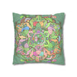 Spun Polyester Square Pillowcase Mandala Art - Original Fine Art - Hand - drawn - Pastel colors, Light Moss Green - Blululi