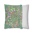 Spun Polyester Square Pillowcase Mandala Art - Original Fine Art - Hand - drawn - Pastel colors, Light Moss Green - Blululi