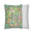 Spun Polyester Square Pillowcase Mandala Art - Original Fine Art - Hand - drawn - Pastel colors, Light Moss Green - Blululi