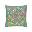 Spun Polyester Square Pillowcase Mandala Art - Original Fine Art - Hand - drawn - Pastel colors, Light Moss Green - Blululi