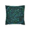 Spun Polyester Square Pillowcase Mandala Art - Original Fine Art - Hand - drawn - Petroleum Green - Blululi