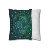 Spun Polyester Square Pillowcase Mandala Art - Original Fine Art - Hand - drawn - Petroleum Green - Blululi