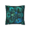 Spun Polyester Square Pillowcase Mandala Art - Original Fine Art - Hand - drawn - Petroleum Green - Blululi