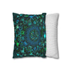 Spun Polyester Square Pillowcase Mandala Art - Original Fine Art - Hand - drawn - Petroleum Green - Blululi