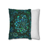 Spun Polyester Square Pillowcase Mandala Art - Original Fine Art - Hand - drawn - Petroleum Green - Blululi