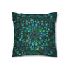 Spun Polyester Square Pillowcase Mandala Art - Original Fine Art - Hand - drawn - Petroleum Green - Blululi