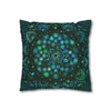 Spun Polyester Square Pillowcase Mandala Art - Original Fine Art - Hand - drawn - Petroleum Green - Blululi