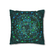 Spun Polyester Square Pillowcase Mandala Art - Original Fine Art - Hand - drawn - Petroleum Green - Blululi