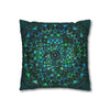 Spun Polyester Square Pillowcase Mandala Art - Original Fine Art - Hand - drawn - Petroleum Green - Blululi