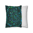 Spun Polyester Square Pillowcase Mandala Art - Original Fine Art - Hand - drawn - Petroleum Green - Blululi