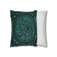Spun Polyester Square Pillowcase Mandala Art - Original Fine Art - Hand - drawn - Petroleum Green - Blululi