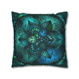 Spun Polyester Square Pillowcase Mandala Art - Original Fine Art - Hand - drawn - Petroleum Green - Blululi