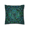 Spun Polyester Square Pillowcase Mandala Art - Original Fine Art - Hand - drawn - Petroleum Green - Blululi