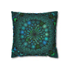 Spun Polyester Square Pillowcase Mandala Art - Original Fine Art - Hand - drawn - Petroleum Green - Blululi