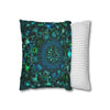 Spun Polyester Square Pillowcase Mandala Art - Original Fine Art - Hand - drawn - Petroleum Green - Blululi