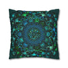 Spun Polyester Square Pillowcase Mandala Art - Original Fine Art - Hand - drawn - Petroleum Green - Blululi