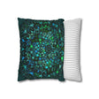 Spun Polyester Square Pillowcase Mandala Art - Original Fine Art - Hand - drawn - Petroleum Green - Blululi