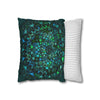 Spun Polyester Square Pillowcase Mandala Art - Original Fine Art - Hand - drawn - Petroleum Green - Blululi