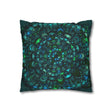Spun Polyester Square Pillowcase Mandala Art - Original Fine Art - Hand - drawn - Petroleum Green - Blululi