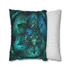 Spun Polyester Square Pillowcase Mandala Art - Original Fine Art - Hand - drawn - Petroleum Green - Blululi