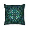 Spun Polyester Square Pillowcase Mandala Art - Original Fine Art - Hand - drawn - Petroleum Green - Blululi