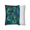 Spun Polyester Square Pillowcase Mandala Art - Original Fine Art - Hand - drawn - Petroleum Green - Blululi