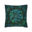 Spun Polyester Square Pillowcase Mandala Art - Original Fine Art - Hand - drawn - Petroleum Green - Blululi