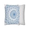 Spun Polyester Square Pillowcase Mandala Art - Original Fine Art - Hand - drawn - Steel Blue on White - Blululi