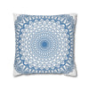 Spun Polyester Square Pillowcase Mandala Art - Original Fine Art - Hand - drawn - Steel Blue on White - Blululi