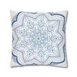 Spun Polyester Square Pillowcase Mandala Art - Original Fine Art - Hand - drawn - Steel Blue on White - Blululi