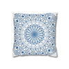 Spun Polyester Square Pillowcase Mandala Art - Original Fine Art - Hand - drawn - Steel Blue on White - Blululi