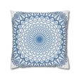 Spun Polyester Square Pillowcase Mandala Art - Original Fine Art - Hand - drawn - Steel Blue on White - Blululi