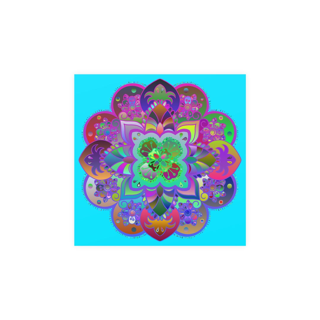 Square Matte Paper Poster Featuring Hand - Drawn Bright Mandala Art - Blululi