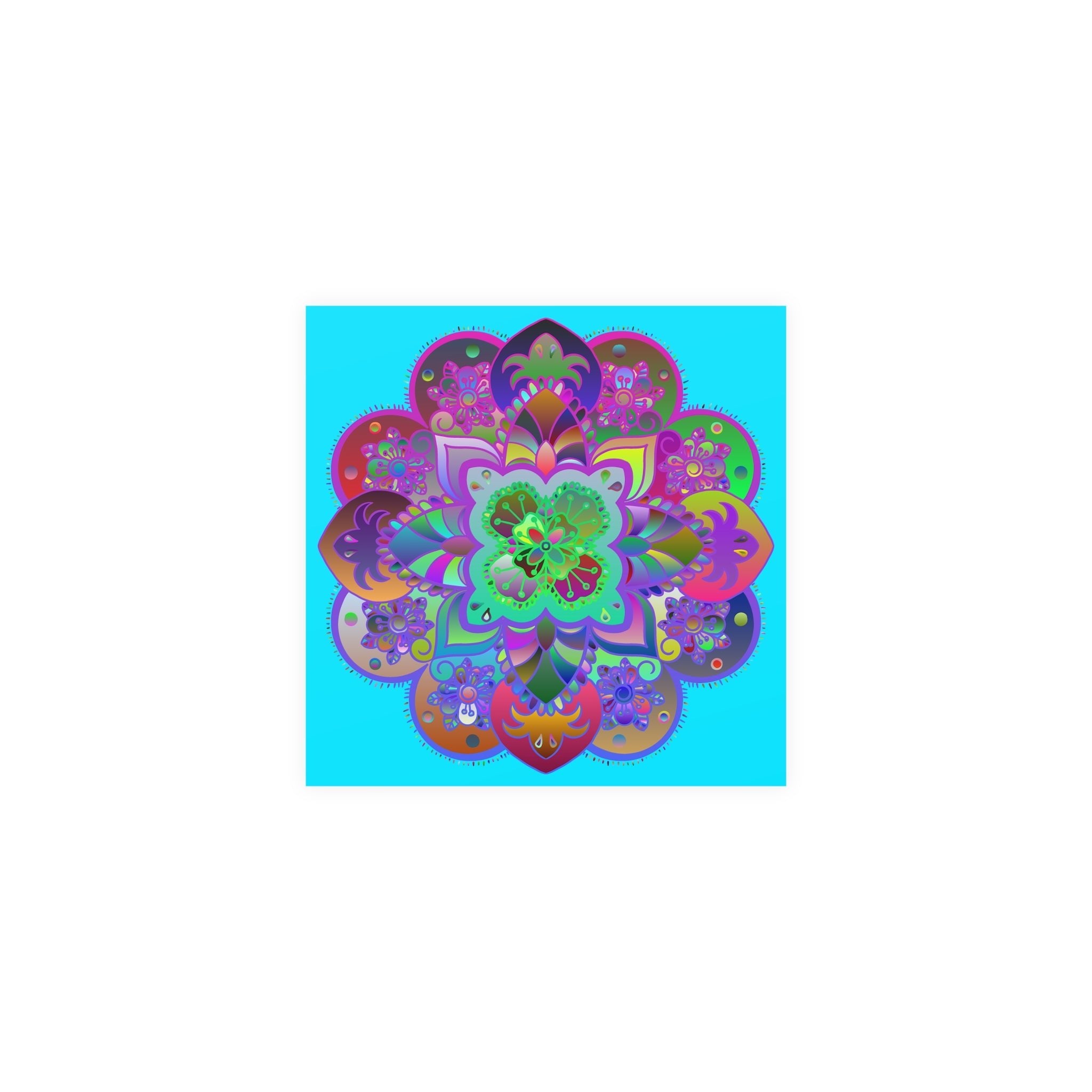 Square Matte Paper Poster Featuring Hand - Drawn Bright Mandala Art - Blululi