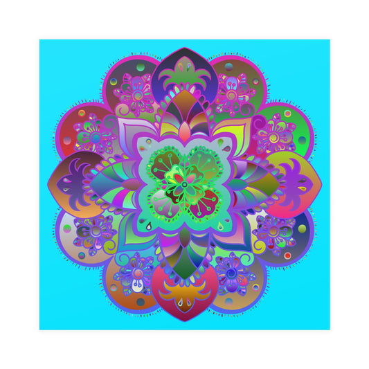 Square Matte Paper Poster Featuring Hand - Drawn Bright Mandala Art - Blululi