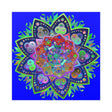 Square Matte Paper Poster Featuring Hand - Drawn Bright Mandala Art - Blue - Blululi