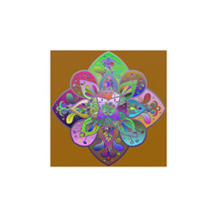 Square Matte Paper Poster Featuring Hand - Drawn Bright Mandala Art - Dark Orange - Blululi