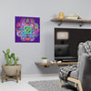 Square Matte Paper Poster Featuring Hand - Drawn Bright Mandala Art - Dark Purple - Blululi