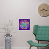 Square Matte Paper Poster Featuring Hand - Drawn Bright Mandala Art - Dark Purple - Blululi