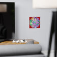 Square Matte Paper Poster Featuring Hand - Drawn Bright Mandala Art - Dark Red - Blululi