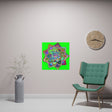 Square Matte Paper Poster Featuring Hand - Drawn Bright Mandala Art - Green - Blululi