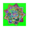 Square Matte Paper Poster Featuring Hand - Drawn Bright Mandala Art - Green - Blululi