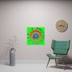 Square Matte Paper Poster Featuring Hand - Drawn Bright Mandala Art - Green - Blululi