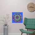 Square Matte Paper Poster Featuring Hand - Drawn Bright Mandala Art - Light Blue - Blululi