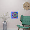 Square Matte Paper Poster Featuring Hand - Drawn Bright Mandala Art - Light Blue - Blululi