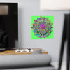 Square Matte Paper Poster Featuring Hand - Drawn Bright Mandala Art - Light Green - Blululi