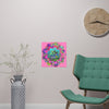 Square Matte Paper Poster Featuring Hand - Drawn Bright Mandala Art - Light Pink - Blululi