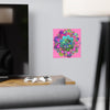 Square Matte Paper Poster Featuring Hand - Drawn Bright Mandala Art - Light Pink - Blululi