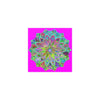 Square Matte Paper Poster Featuring Hand - Drawn Bright Mandala Art - Magenta - Blululi