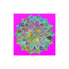 Square Matte Paper Poster Featuring Hand - Drawn Bright Mandala Art - Magenta - Blululi